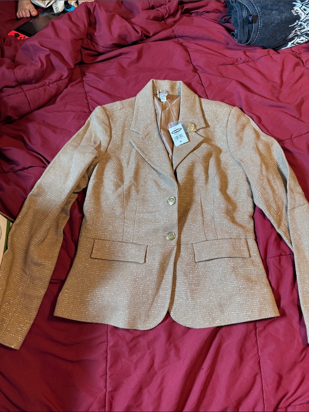 Women's Shimmery Tan Blazer Jacket